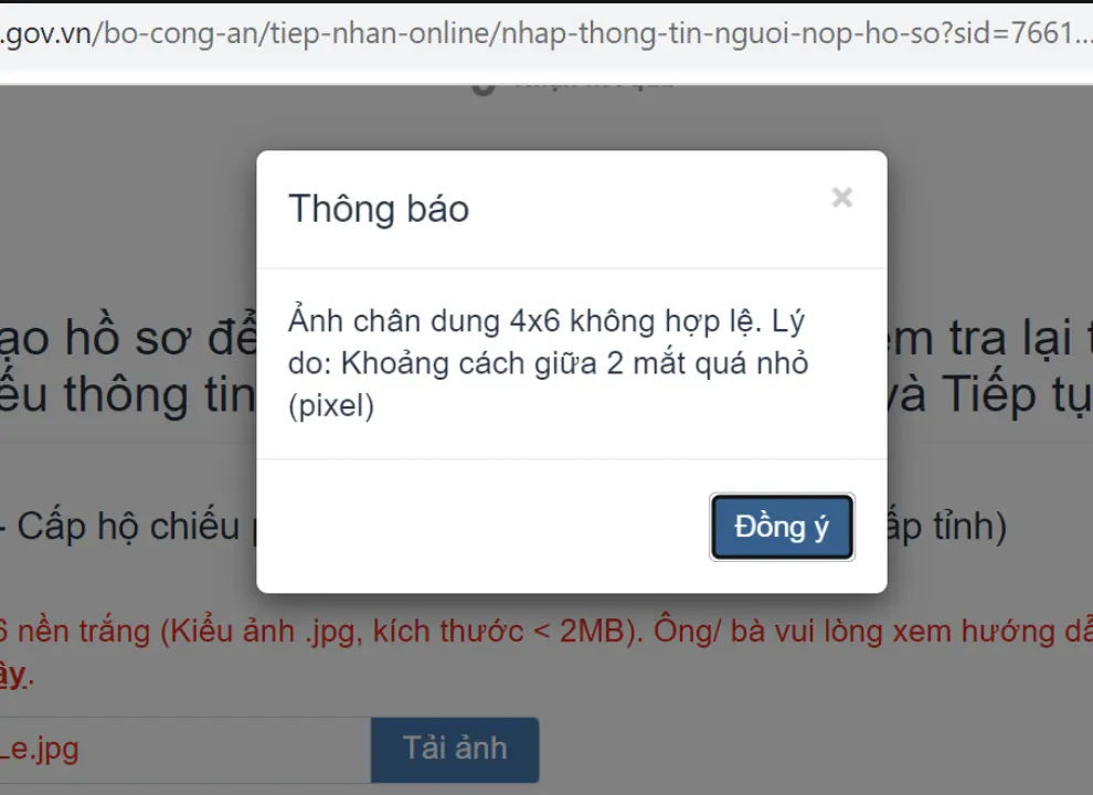 Khoảng cách 2 mắt quá nhỏ (pixel)