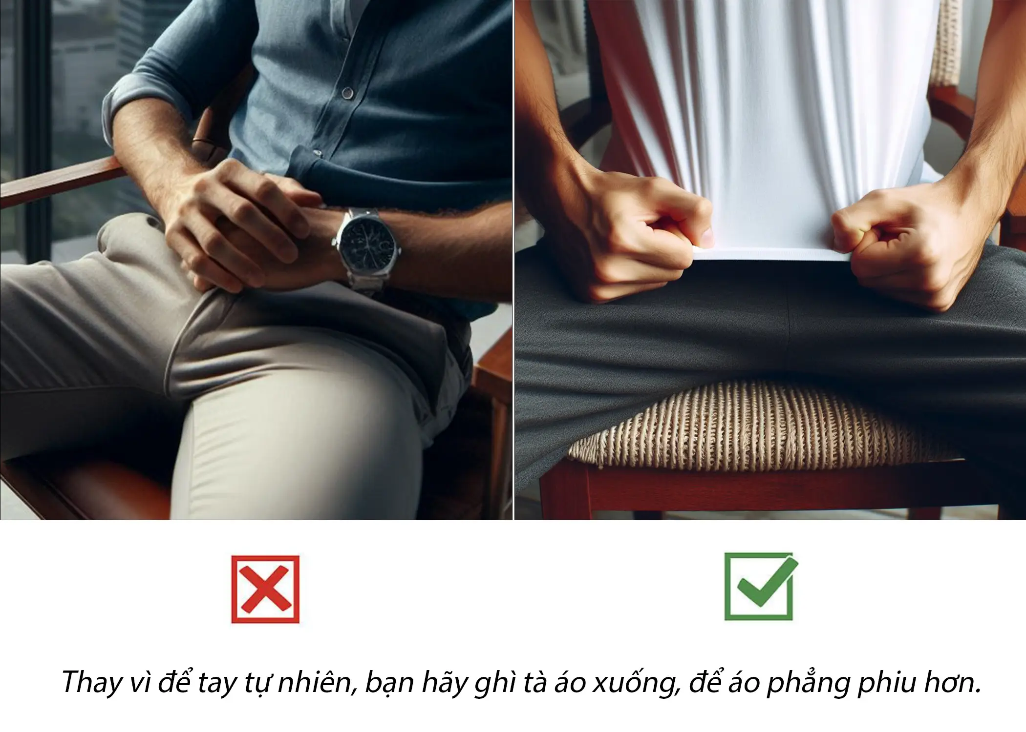 Ghì tà áo để áo phẳng phiu